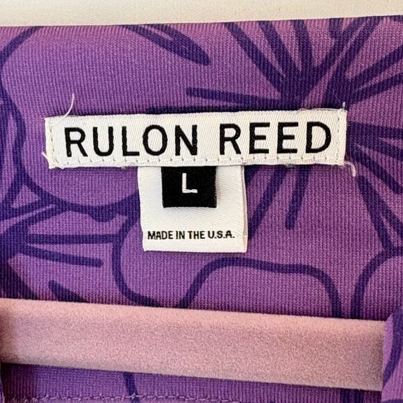 Rulon Reed Dress Medium Sleeveless Knee Length Split V-Neck Floral Stretch USA - Picture 5 of 9